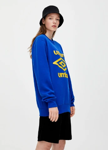 Синій світшоти Pull & Bear напис без декору (247320283)