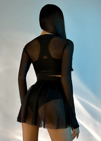 Черный демисезонный комплект (рашгард, топ, трусики, юбка ) NOVA VEGA