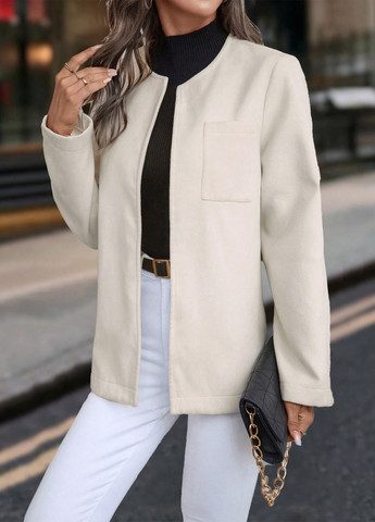 Кремове демісезонне Пальто двобортне SHEIN