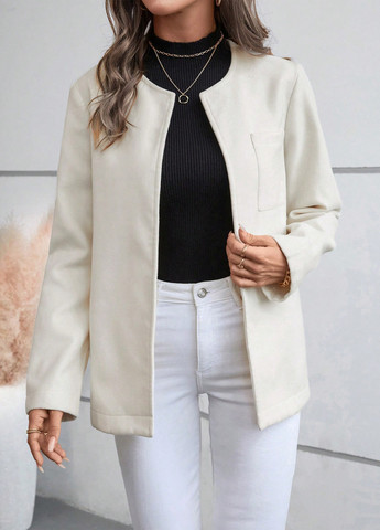 Кремове демісезонне Пальто двобортне SHEIN