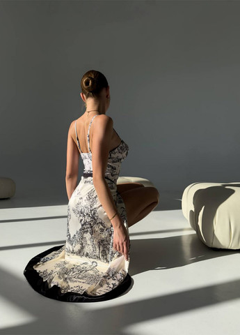 Чорно-білий літній пляжний комплект жіночий (купальник, парео) суцільний NOVA VEGA