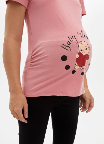 Розовая летняя футболка для беременных DeFacto