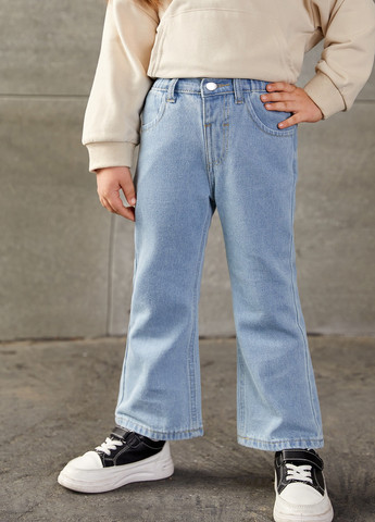 Голубые демисезонные клеш джинсы SHEIN