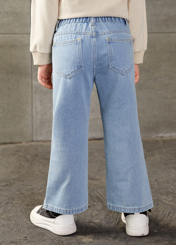 Голубые демисезонные клеш джинсы SHEIN