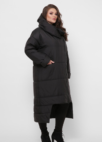 Черная зимняя удлиненная куртка селена Welltre