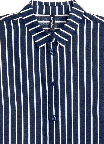 Сорочка H&M смужка темно-синя кежуал віскоза