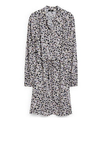 Чорна кежуал сукня кльош, сукня-сорочка C&A з квітковим принтом