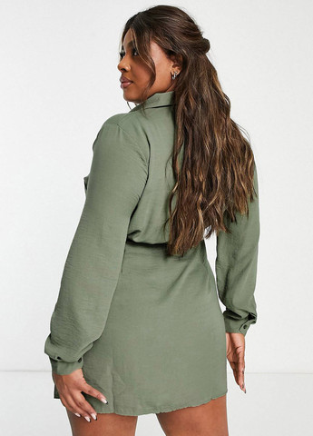 Оливковое (хаки) кэжуал платье на запах Asos однотонное