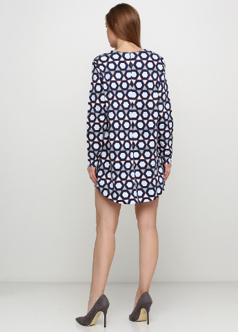 Синее кэжуал платье а-силуэт H&M с абстрактным узором