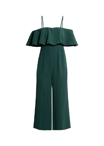 Комбинезон H&M комбинезон-брюки темно-зелёный кэжуал полиэстер