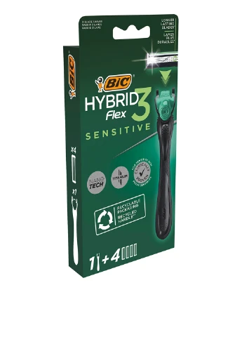 Верстат для гоління з 4 картриджами Flex 3 Hibrid Sensitive Bic (249037574)