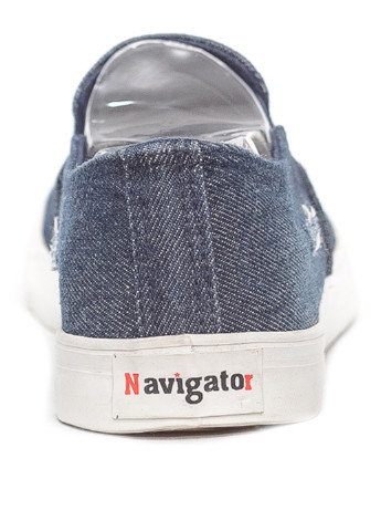 Синие слипоны Navigator с логотипом однотонные