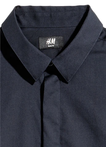 Темно-синяя кэжуал рубашка однотонная H&M