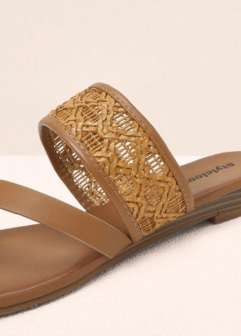 Коричневые кэжуал шлепанцы SHEIN плетение