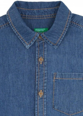 Синяя джинсовая рубашка однотонная United Colors of Benetton