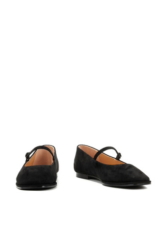 Женские балетки Le'BERDES | чёрные однотонные без декора натуральная замша (322088012)