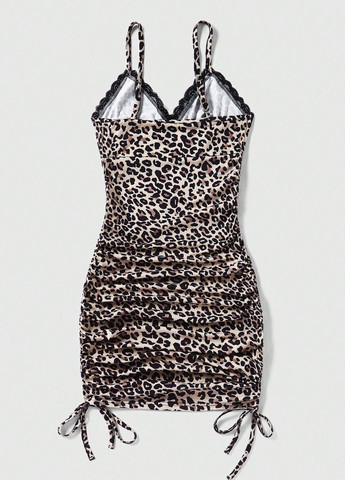 Бежева коктейльна сукня сукня-комбінація SHEIN леопардовий