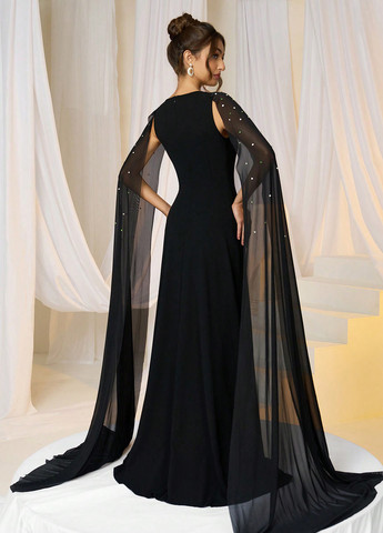 Чорна вечірня сукня SHEIN однотонна