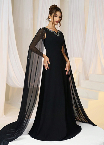 Чорна вечірня сукня SHEIN однотонна