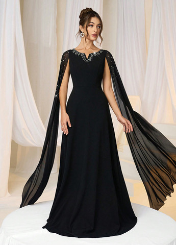 Чорна вечірня сукня SHEIN однотонна