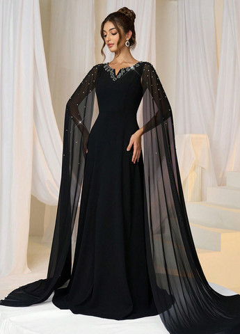 Чорна вечірня сукня SHEIN однотонна