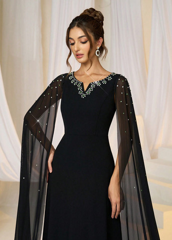 Чорна вечірня сукня SHEIN однотонна