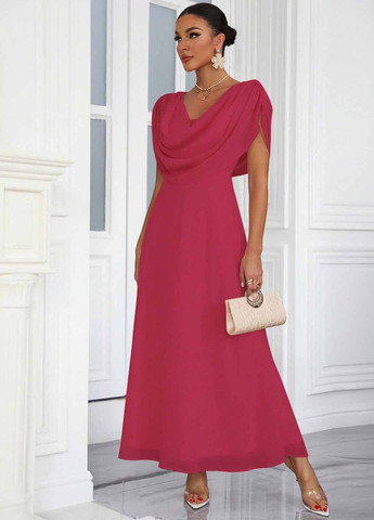 Темно-рожева вечірня сукня з спідницею-сонце, в стилі армпір SHEIN однотонна