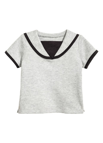 Светло-серая летняя футболка с коротким рукавом H&M