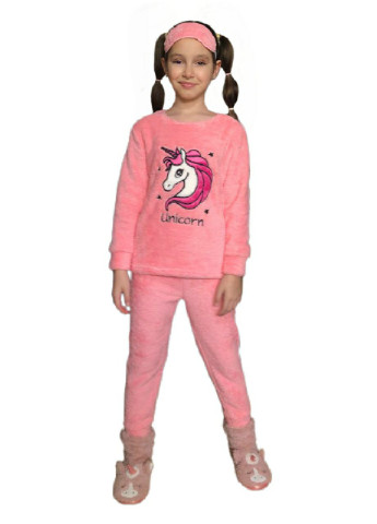 Розовая всесезон теплая пижама для девочки 126882 Mini Moon