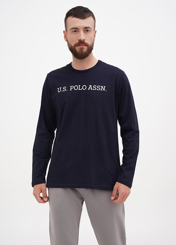 Темно-синий демисезонный кэжуал лонгслив U.S. Polo Assn. с логотипом