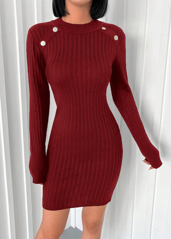 Бордова кежуал сукня-светр сукня светр SHEIN однотонна