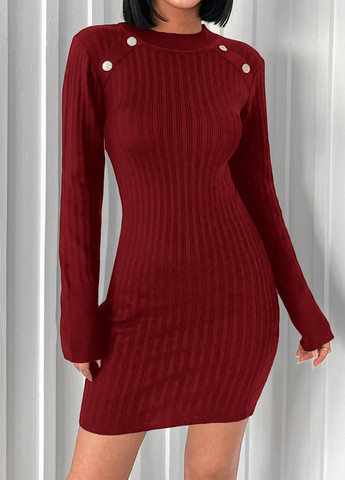Бордова кежуал сукня-светр сукня светр SHEIN однотонна