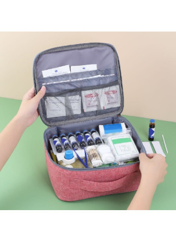 Аптечка сумка органайзер для медикаментов для путешествий для дома 25х22х12 см (473525-Prob) Серый Unbranded (255029705)