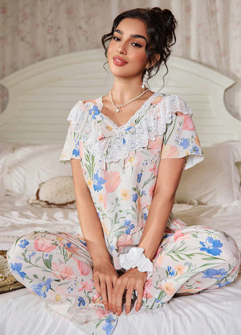 Комбінована всесезон піжама (блуза, штани) сорочка + брюки SHEIN