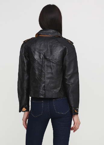 Черная демисезонная куртка кожаная Ralph Lauren