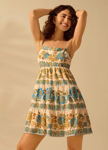 Комбинированное кэжуал платье клеш, с открытой спиной SHEIN с рисунком