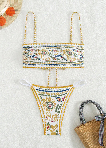 Білий літній купальник (ліф, трусики) бікіні, роздільний SHEIN