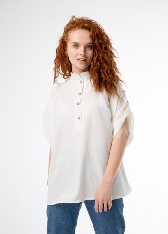 Молочна літня дизайнерська блуза оверсайз силуету INNOE Блуза