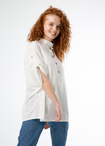 Молочна літня дизайнерська блуза оверсайз силуету INNOE Блуза