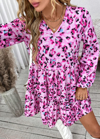 Комбинированное кэжуал платье клеш SHEIN леопардовый