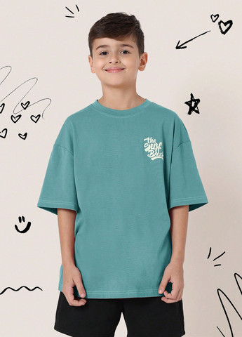 Бирюзовая летняя футболка SHEIN