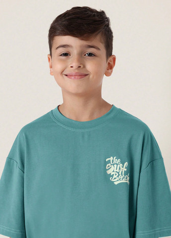 Бирюзовая летняя футболка SHEIN