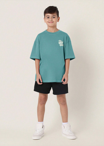 Бирюзовая летняя футболка SHEIN