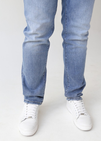 Синие демисезонные джинсы мужские синие тертые слим большого размера Slim Davito