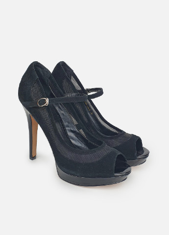 Жіночі туфлі з ремінцем чорні замшеві на підборах. Basconi туфли (252654865)