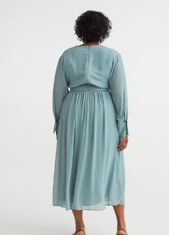 Бирюзовое коктейльное платье H&M однотонное