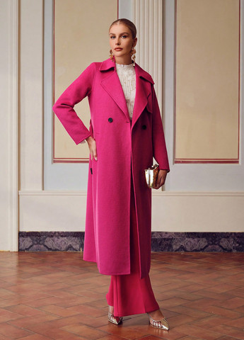 Фуксинове (колору Фукія) демісезонне Пальто двобортне SHEIN