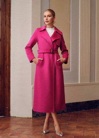 Фуксинове (колору Фукія) демісезонне Пальто двобортне SHEIN