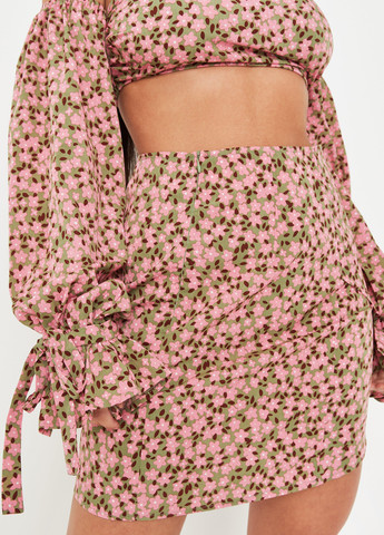 Розовая кэжуал цветочной расцветки юбка Missguided