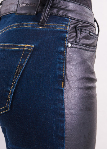 Темно-синие джинсовые демисезонные зауженные, укороченные брюки Gas